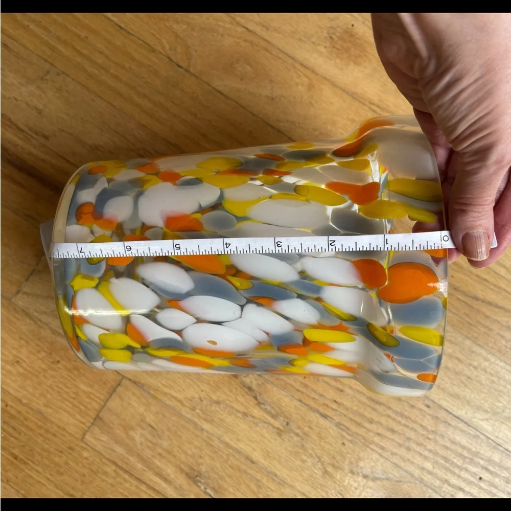Snazzy Flawless Glass Vase / Candle Holder Gray White Orange Yellow Clear